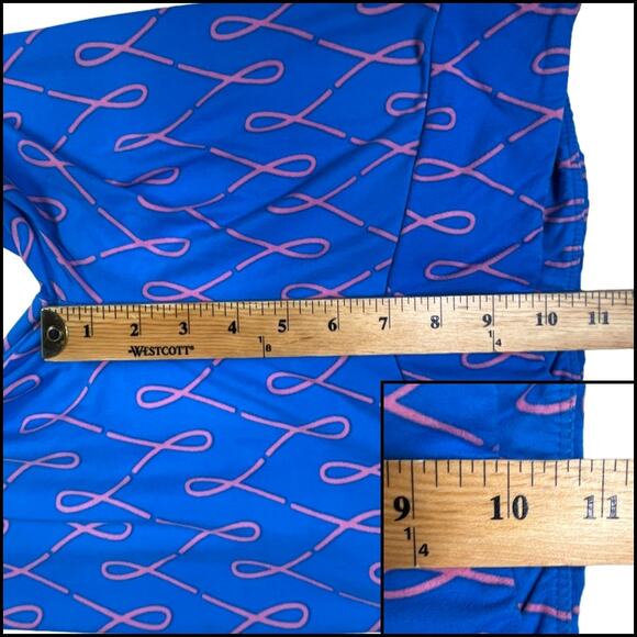 LuLaRoe Breast Cancer Awareness Leggings Blue Pink Ribbon One Size - Picture 8 of 11
